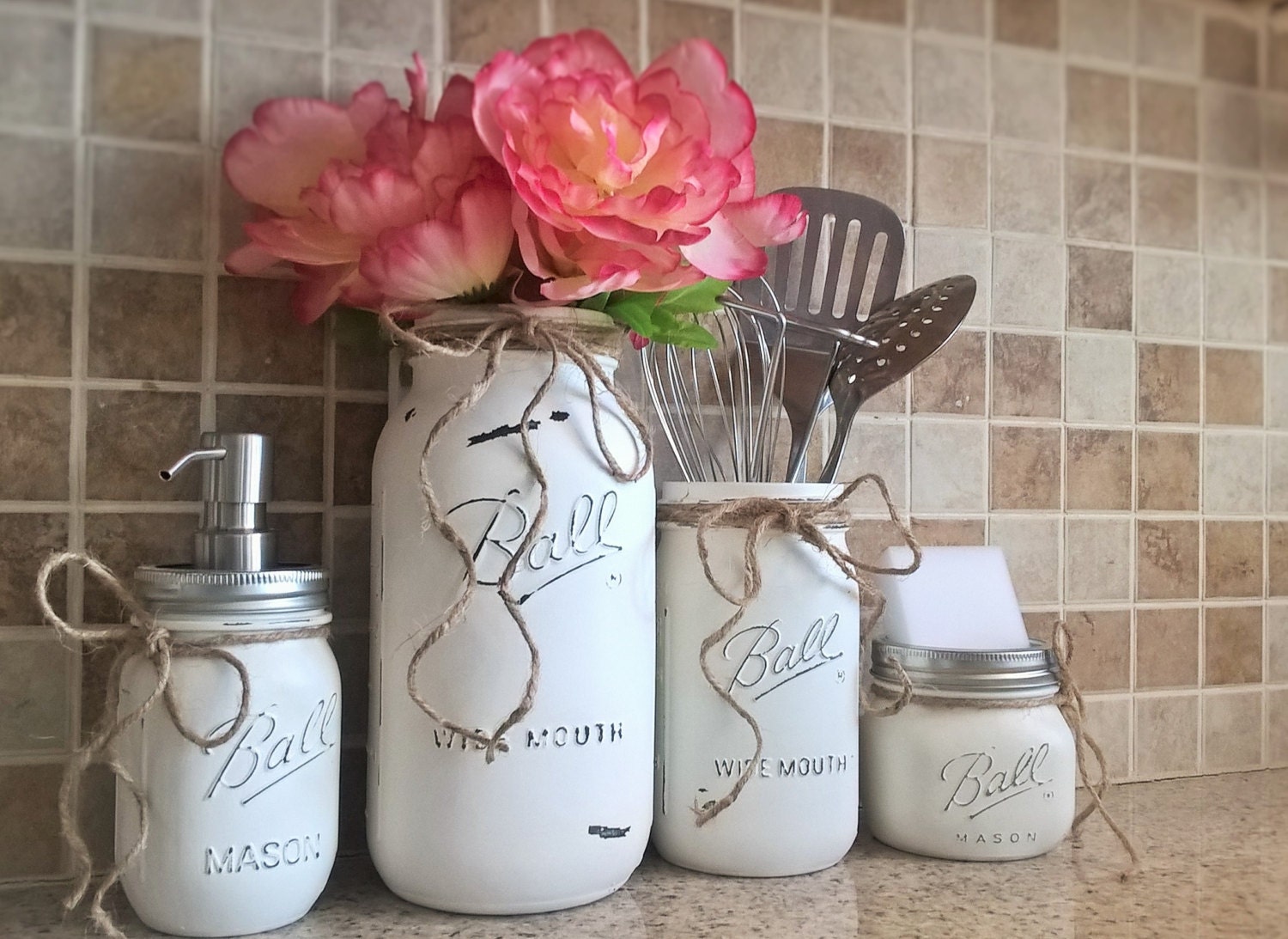  Mason  Jar Kitchen  Set Housewarming Gift Mason  Jar Decor  Mason 