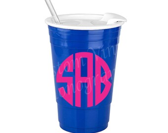 SALE * Monogrammed 30 oz Royal Blue Big Gulp Insulated Solo Cup with Slide Open Lid & Straw / Personalized Insulated Solo Cup / Solo Cup