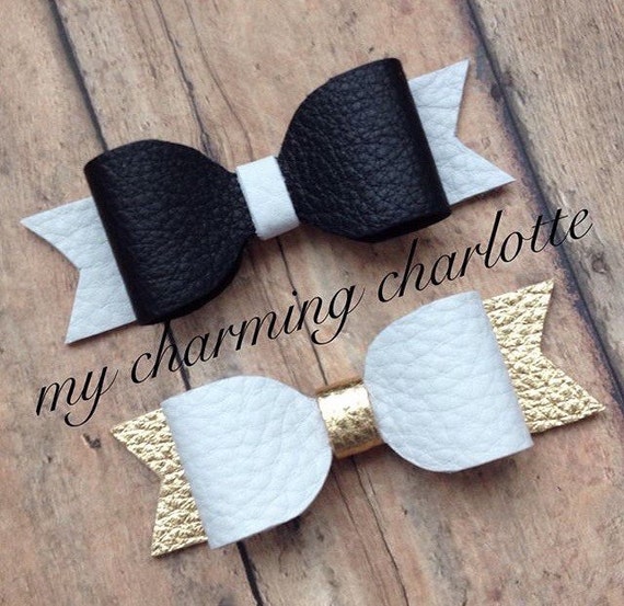 Leather bow by MyCharmingCharlotte on Etsy