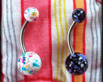 14g Paint Splatter Belly Bar! - Belly Button Ring - Navel Ring - Body Jewelry