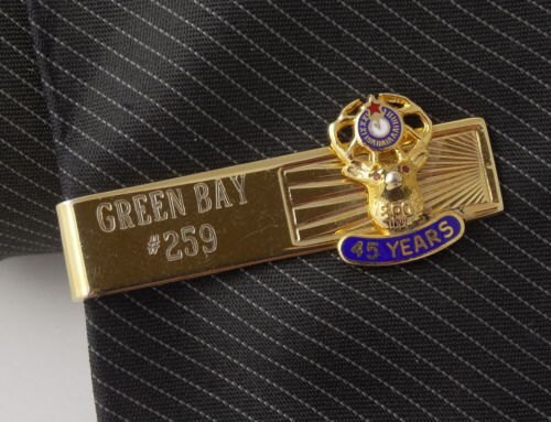 Pince à Cravate Vintage Fraternal Order Of Elks - Ton Or Et Blanc - Sans Marque