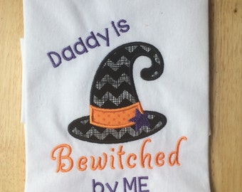 Girls Halloween Shirt, Daddy is bewitched by me, witch halloween shirt