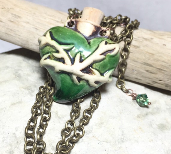 Ceramic nature pendant mori girl jewelry bohemian by crushedcameo