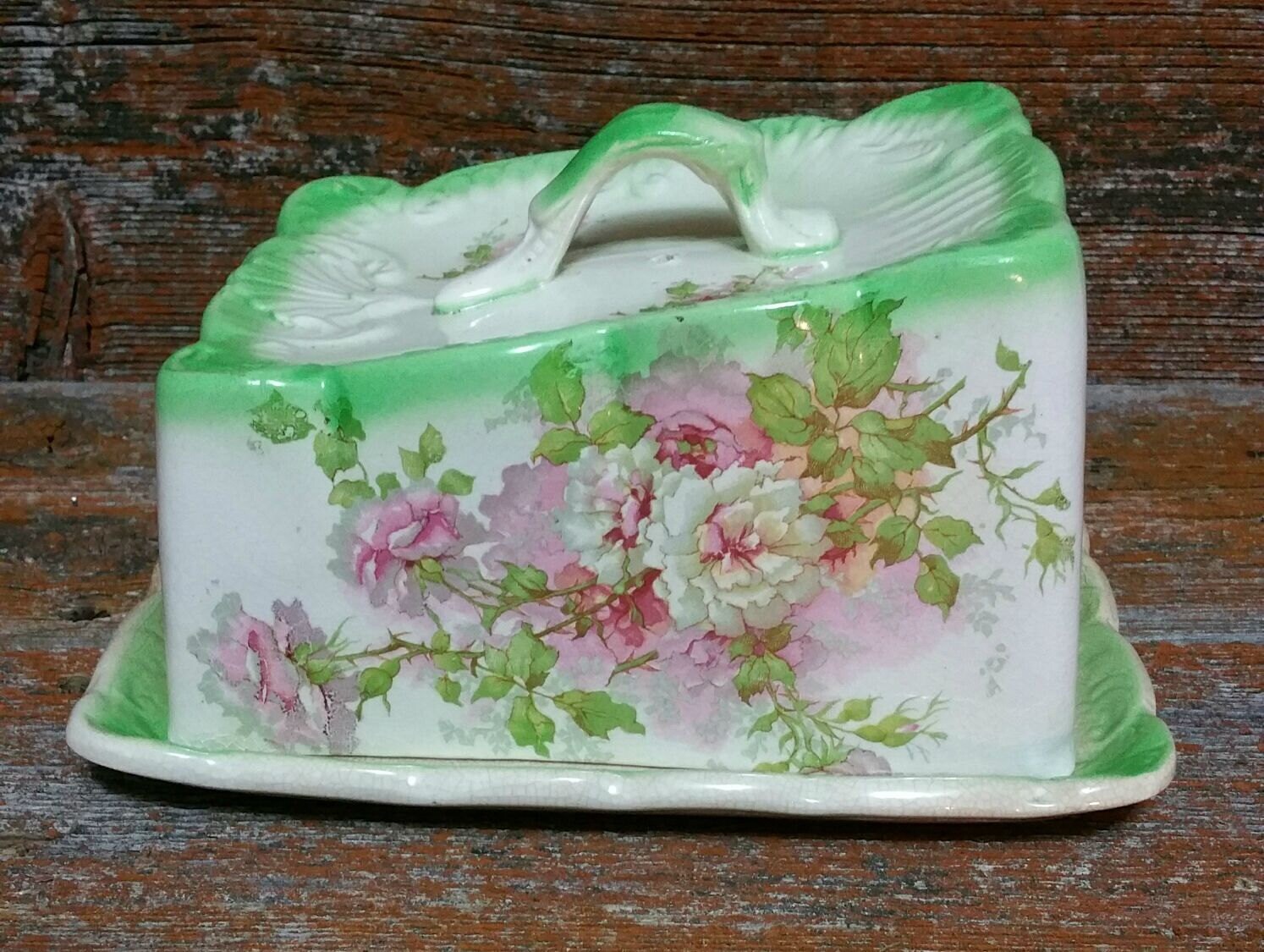 Antique Porcelain Cheese Keeper Cheese Server Covered Cheese