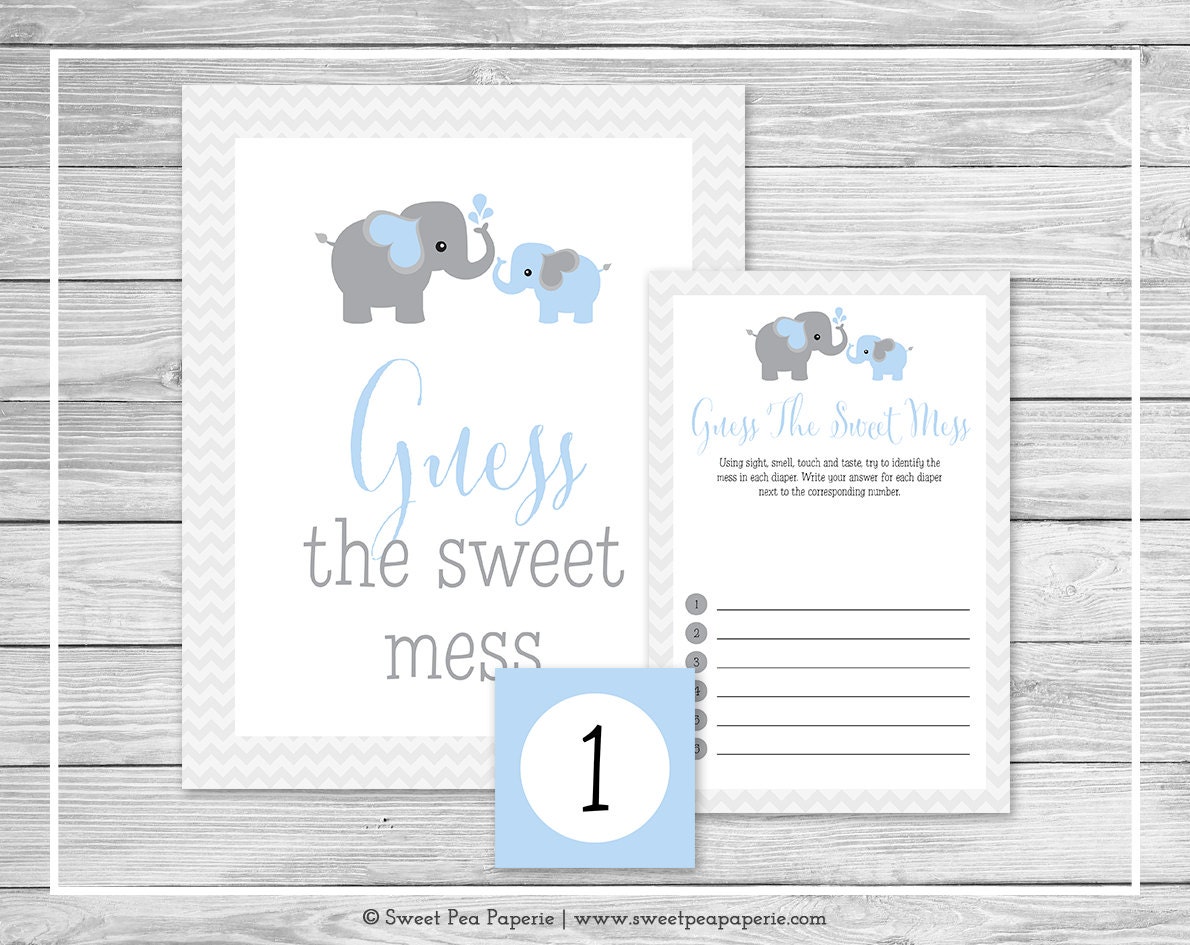 Elephant Baby Shower Guess The Mess Game Printable Baby