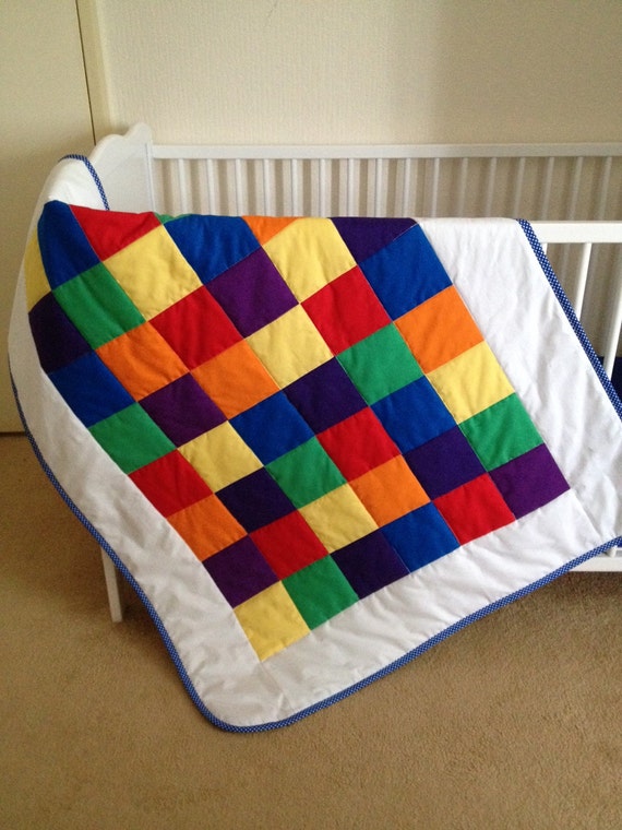 Crib bedding rainbow crib set rainbow quilt by Angiespatch on Etsy