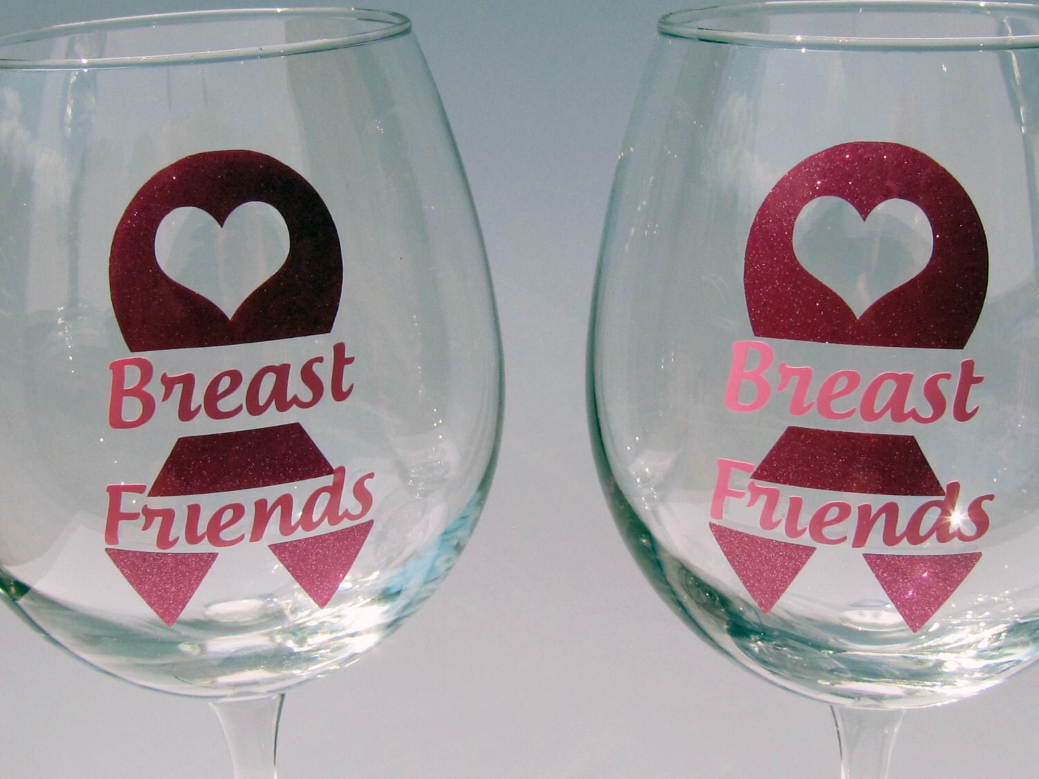 Breast Cancer Wine Glass / Breast Cancer Gift / by BonniesBlossoms