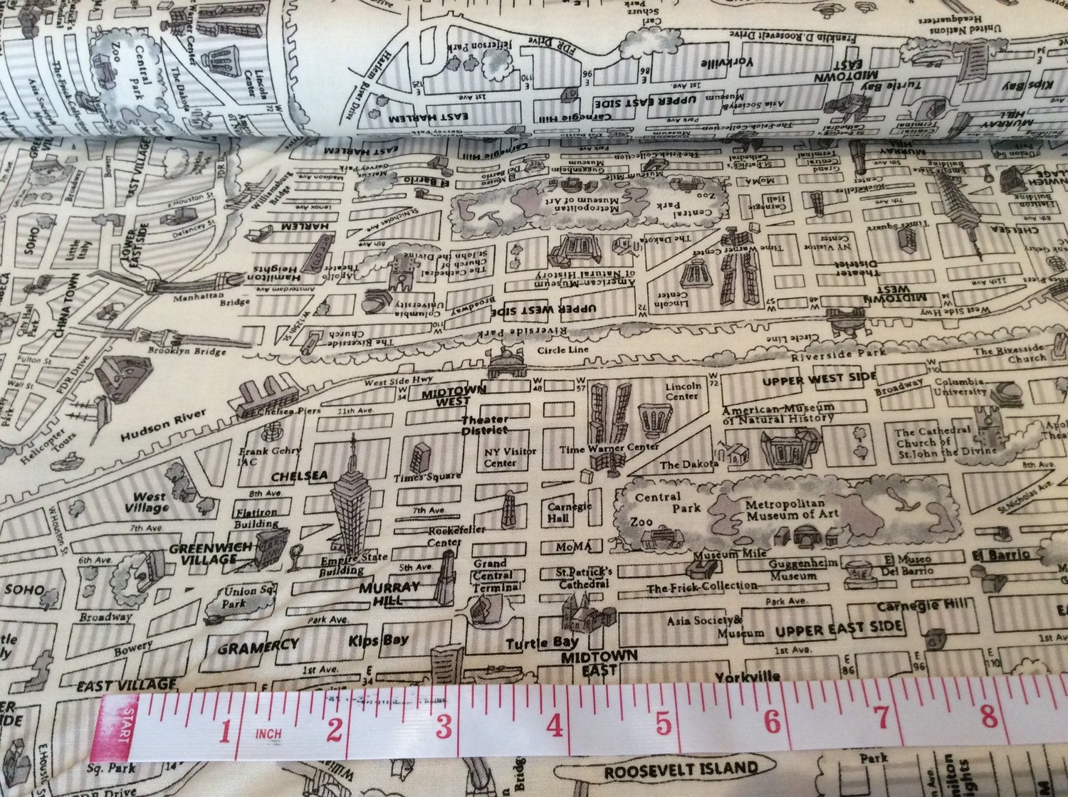 Moda Fabric New York City Map by 3 Sisters One