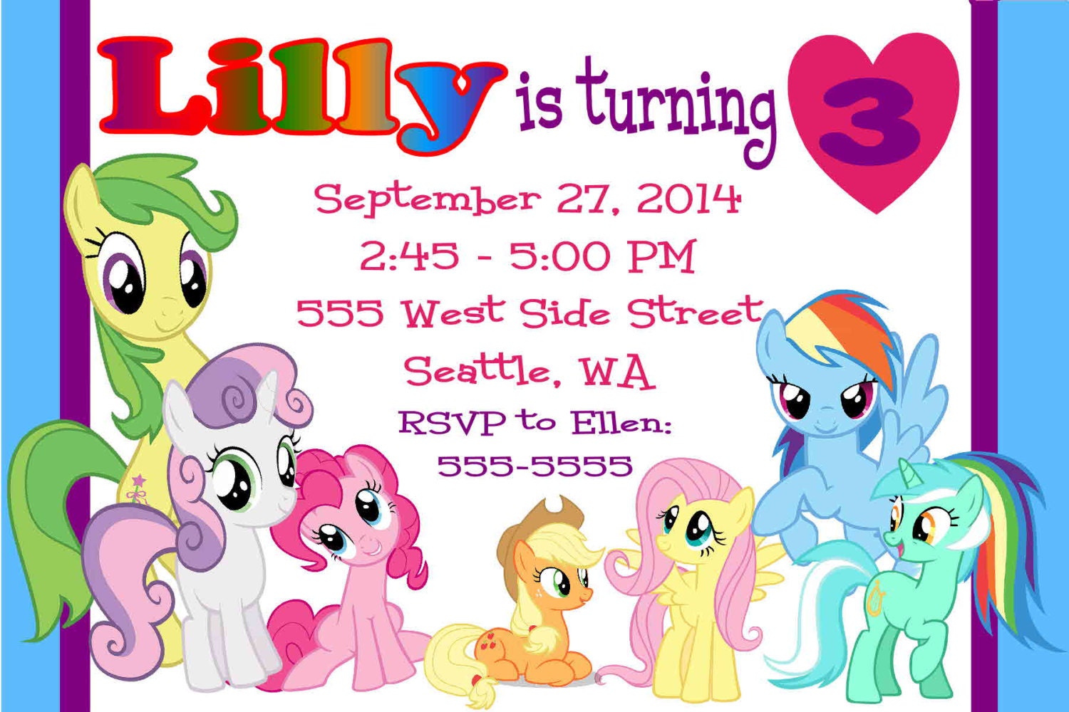 My Little Pony Custom Birthday Invitations 5