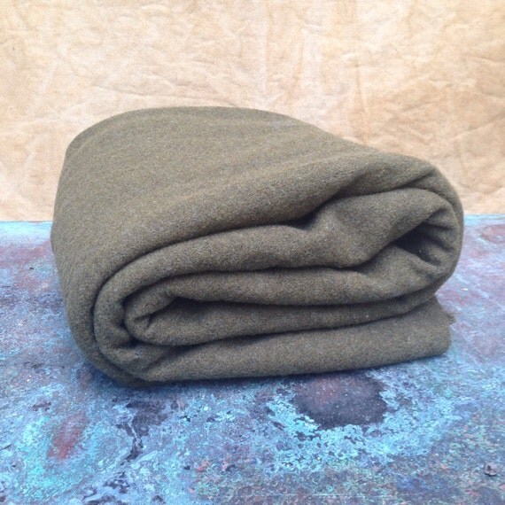 Vintage Army Blanket Green Wool