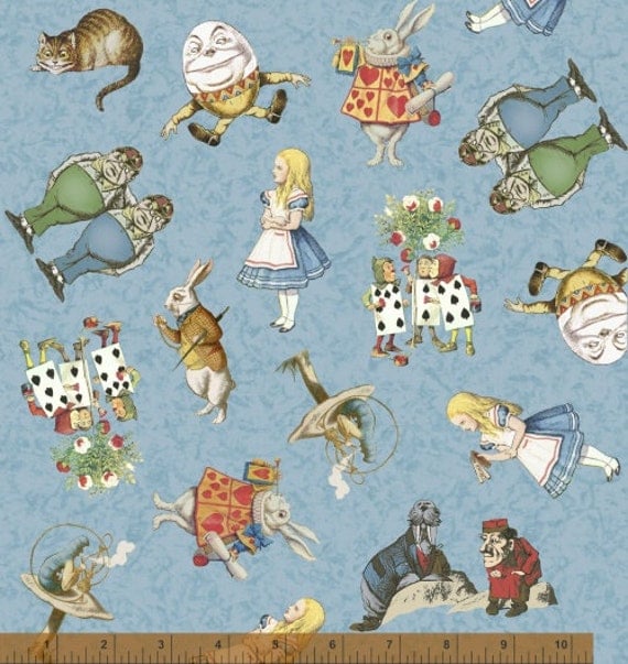 Cotton Fabric Alice in Wonderland-Fairy Tale by NowFabrics on Etsy