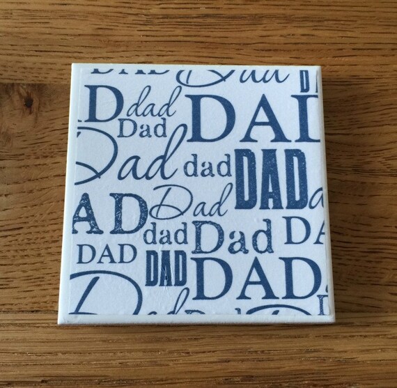 Dad Coaster Tile Coaster Father's Day Present Gift by TriaCrafts