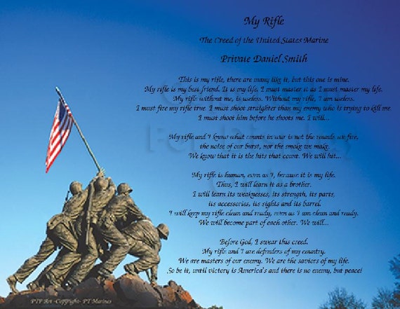 U.S. Marine Corps Creed -- My Rifle -- Personalized Print
