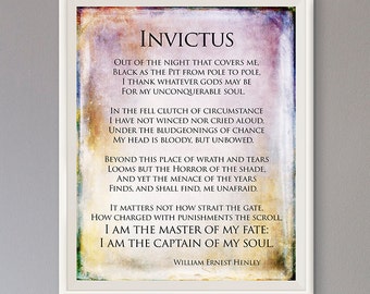 Invictus Poem Invictus Print Art Print by William Ernest