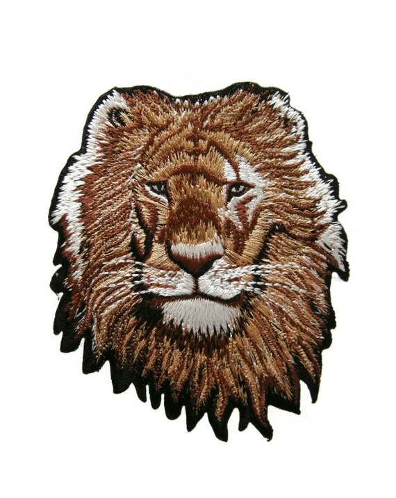 Lion Face Embroidered Applique Iron on Patch