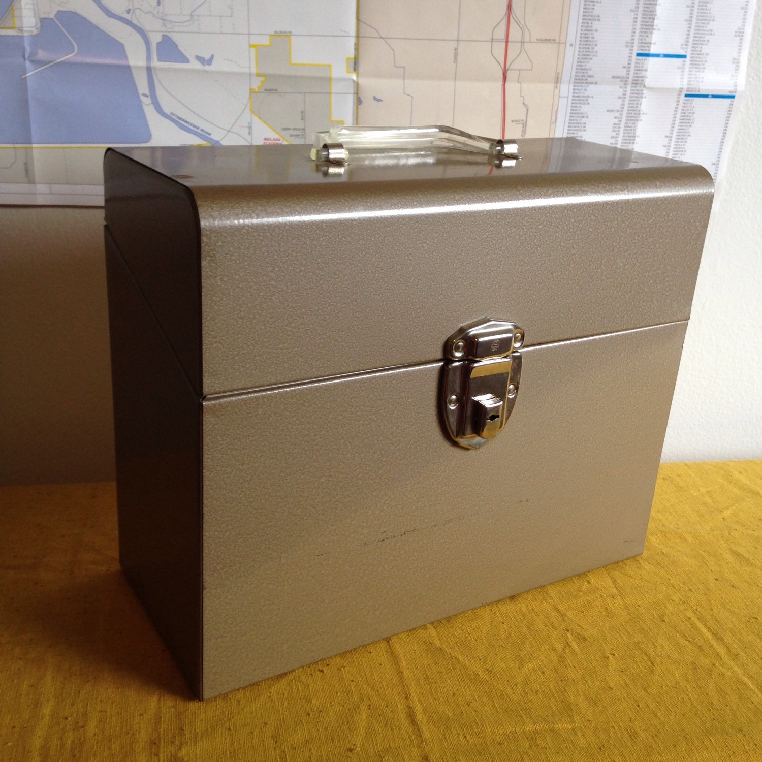 Vintage Metal File Box with Working Lock and Key Made by
