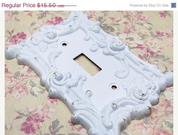 ON SALE Decorative Switch Plate, Shabby Chic Wall Plate, Floral, French Country Wall Decor, Cottage Chic