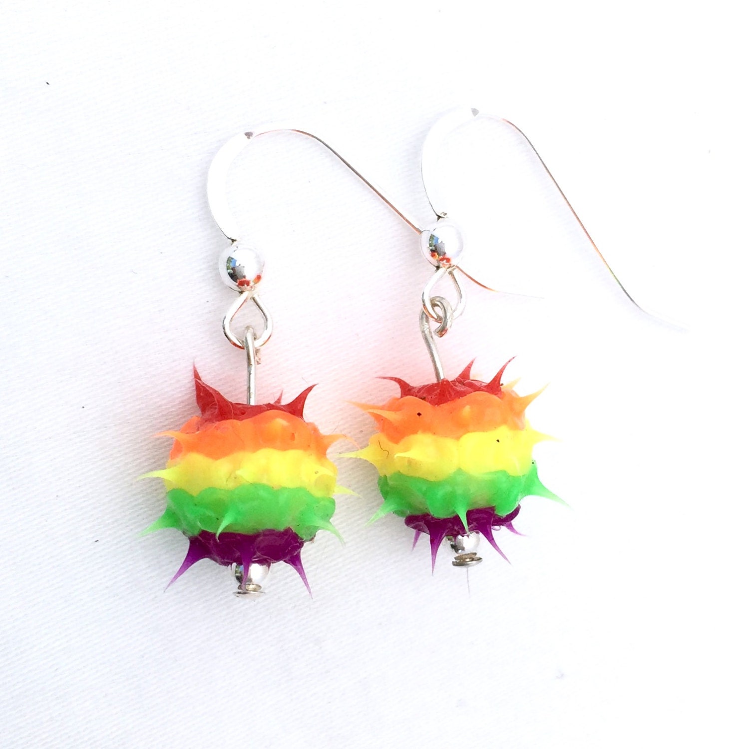 rainbow spiky earrings spiky rubber earrings rainbow