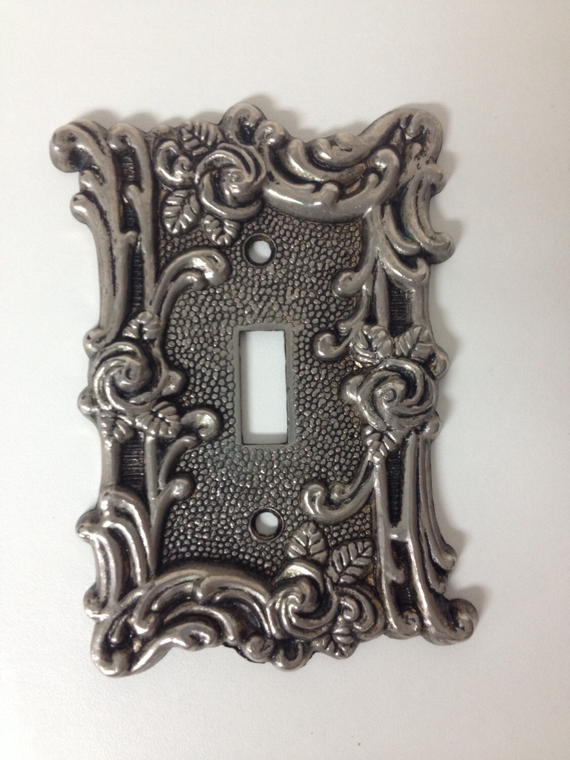Silver Light Switch Plate Cover Vintage 1960's American