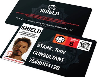Custom ID Card Badge: Avengers Agents of Shield, Capt America, Hulk, Iron Man, Black Widow, Cosplay, Costume Birthday Christmas Gift, Marvel
