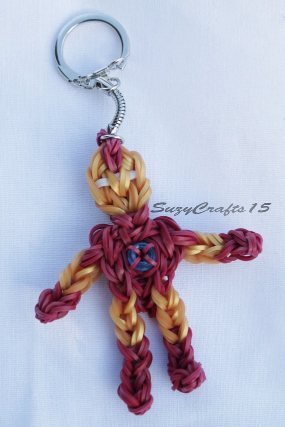 Rubber Band Superhero Action Figure Keychain by SuzyCrafts15