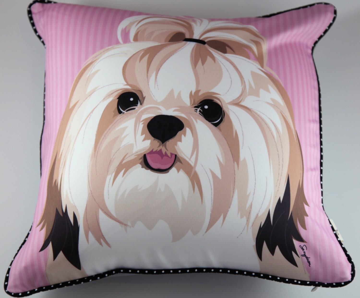 shih tzu christmas pillow