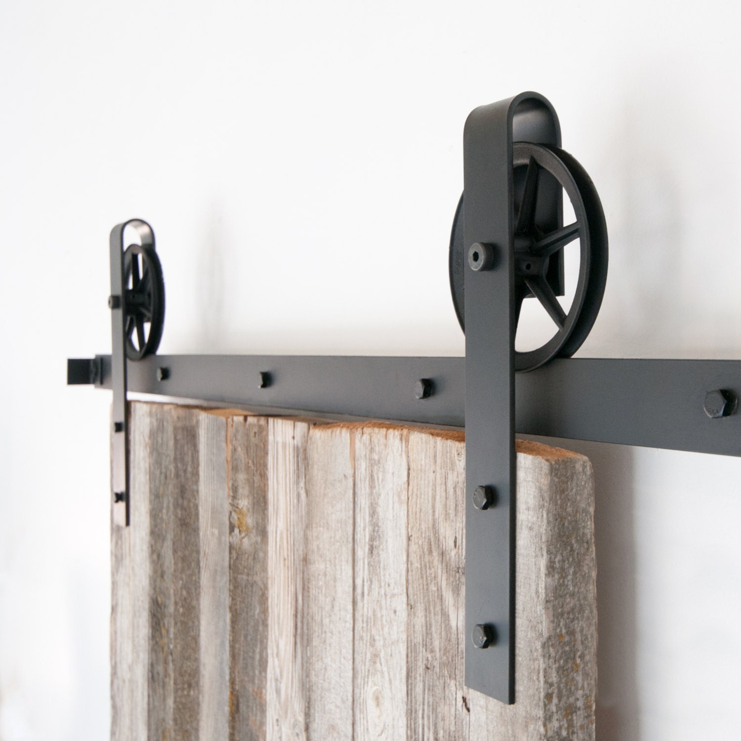 Vintage Industrial Spoked Sliding Barn Door Hardware from
