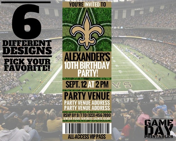 New Orleans Saints Invitation Printable by GamedayPrintable