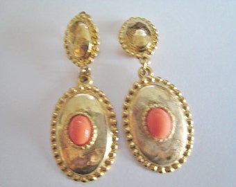 Gold Tone Dangle Clip Earrings