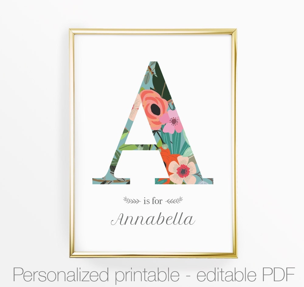 Personalized name sign printable by printsandtheprincess on Etsy