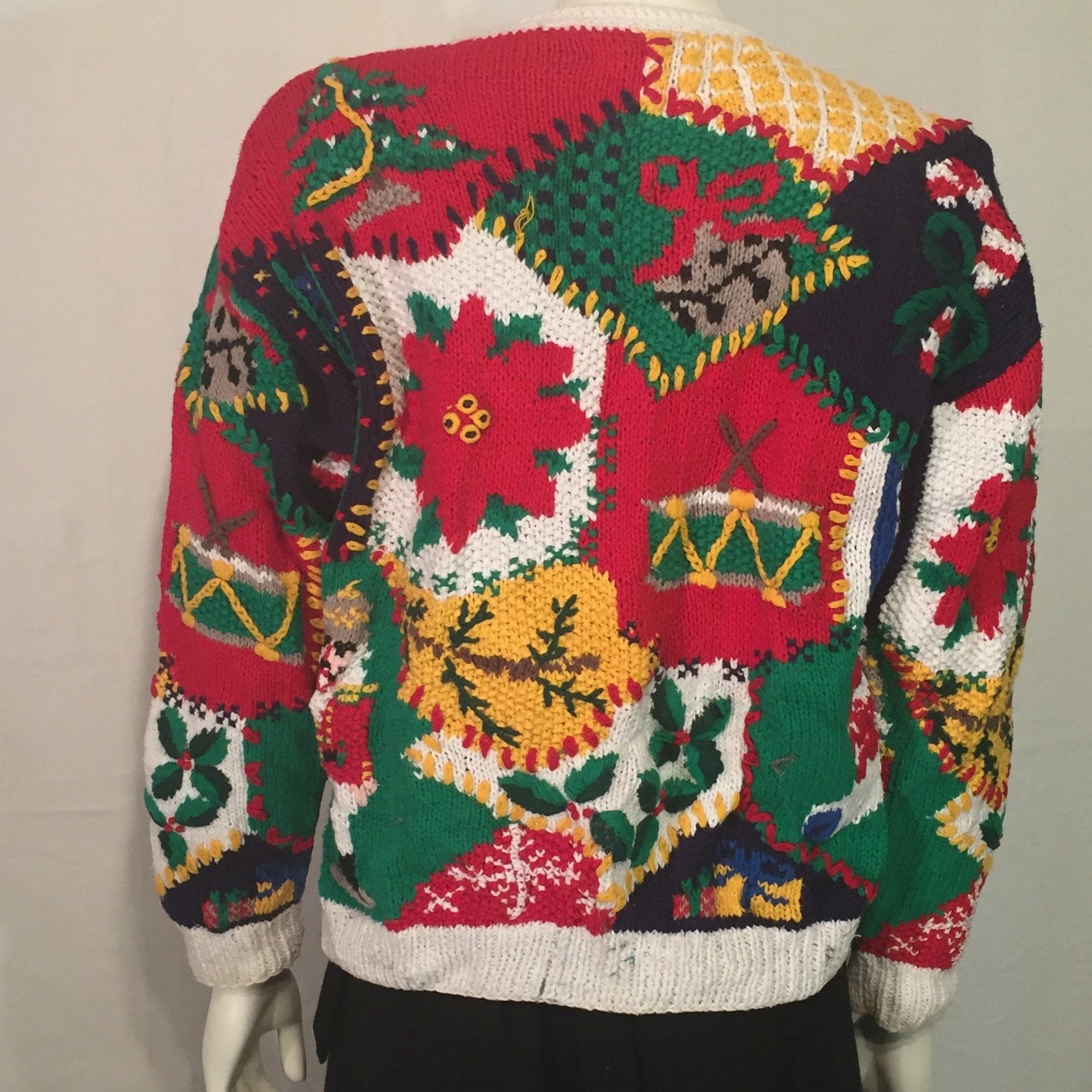 UGLY CHRISTMAS SWEATER 90s Poinsettia Drum by UglySweaters4U