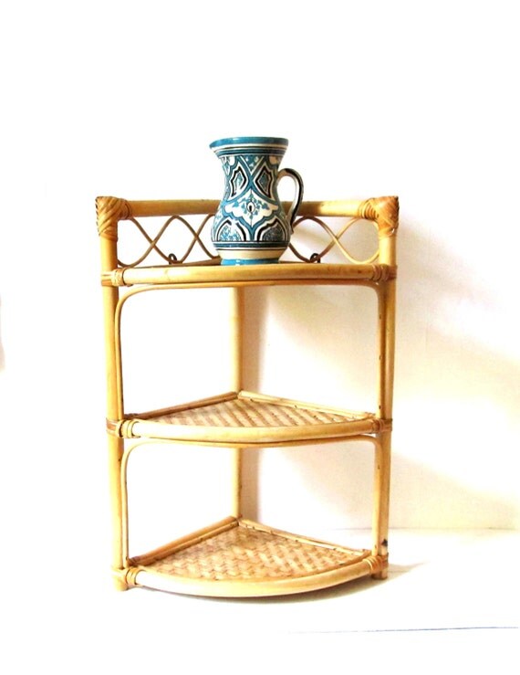 Bohemian home bamboo corner shelf