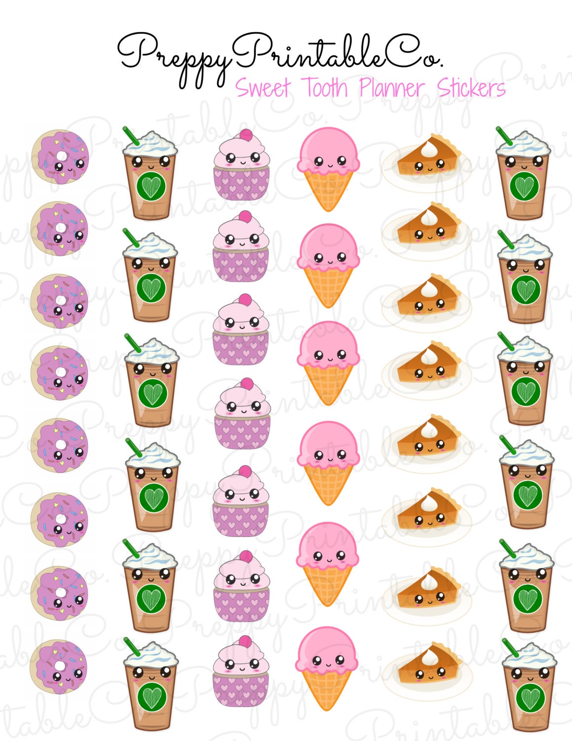 sweet tooth planner stickers printable pdf perfect for