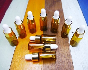 10 pcs. Amber Glass Bottles with White Eye Dropper For Essential Oil 5cc.