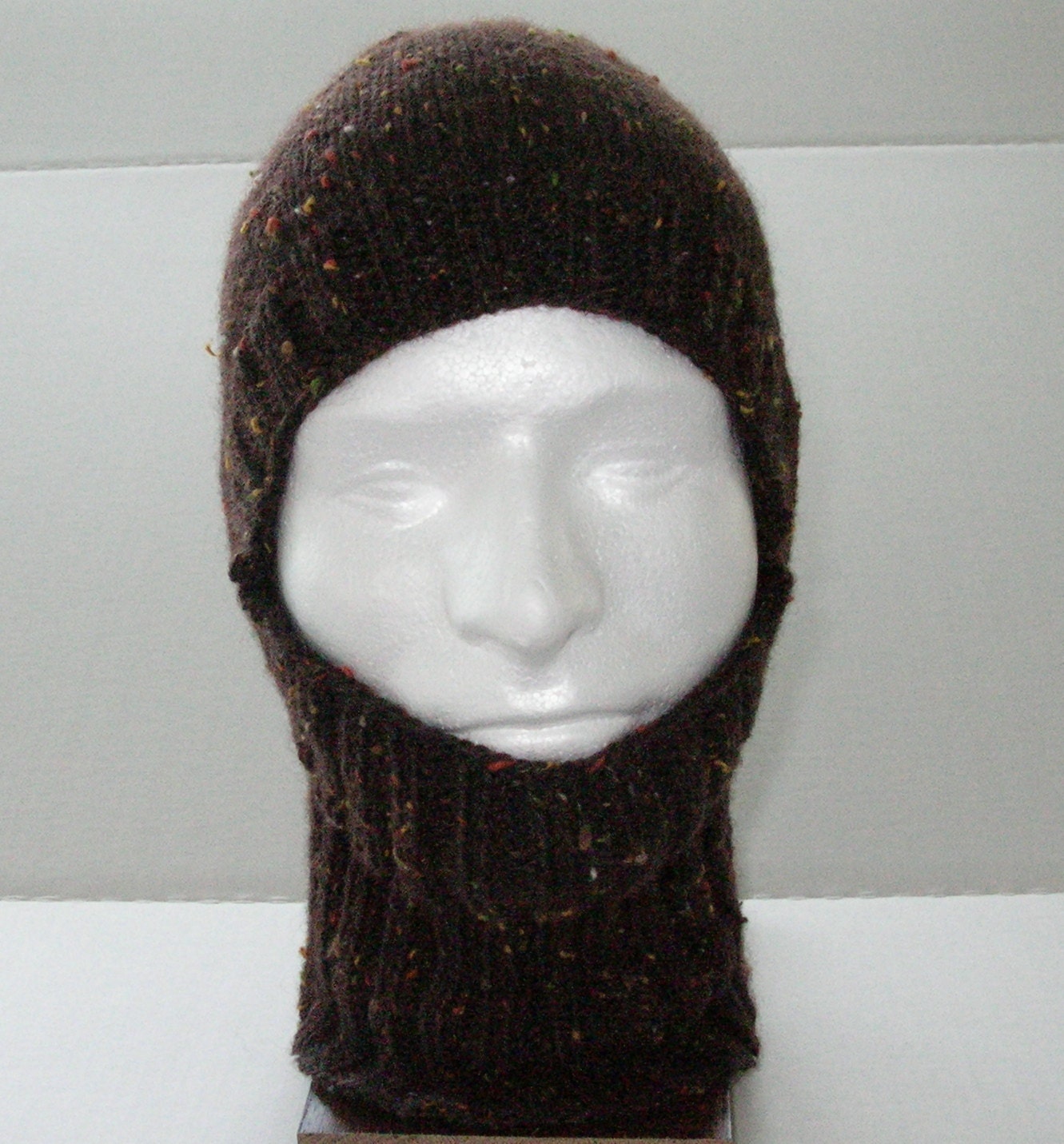 Chestnut Brown Tweed Knit Helmet Liner Balaclava or by MFcrafts