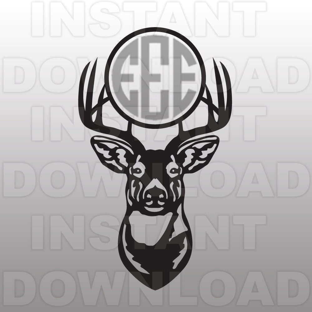 Download Buck Head Deer Hunting Monogram SVG File Cutting