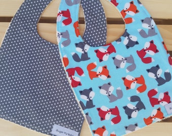 BABY boy bibs- Set of 2 / Baby Bibs / Fox Bib Set / Baby Shower Gift