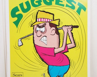 Vintage Work Motivational Poster Sears Workplace Follow Through - Suggest Golfer