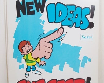 Vintage Poster Sears Work Workplace Motivational Point Out New Ideas - Suggest