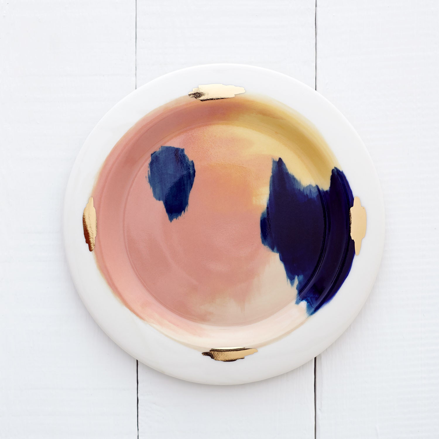 Bryce Porcelain Dessert Plate // Handpainted Organic Plate in