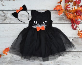 Black Cat Tutu Dress Halloween Costume Kitty Ears Headband Tulle Girls 2t 3t 4t 5 6