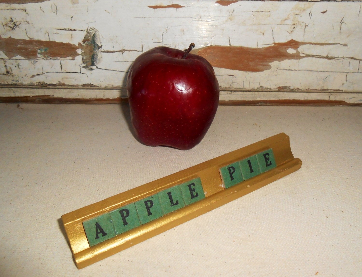 Vintage Apple Pie Sign with Anagrams Letters by TotallyVintage