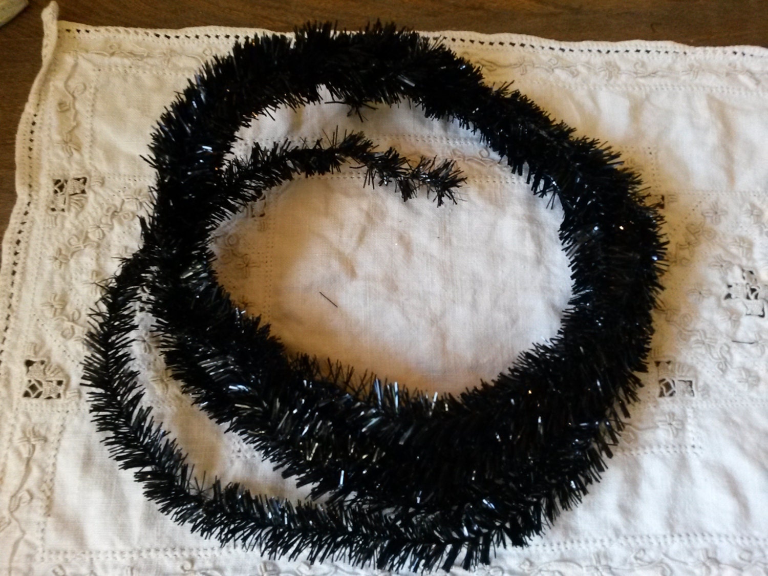 black tinsel garland 15ft 7 8 wide diy by kraftychicdesigns black tinsel garland 15ft 7 8 wide diy by kraftychicdesigns