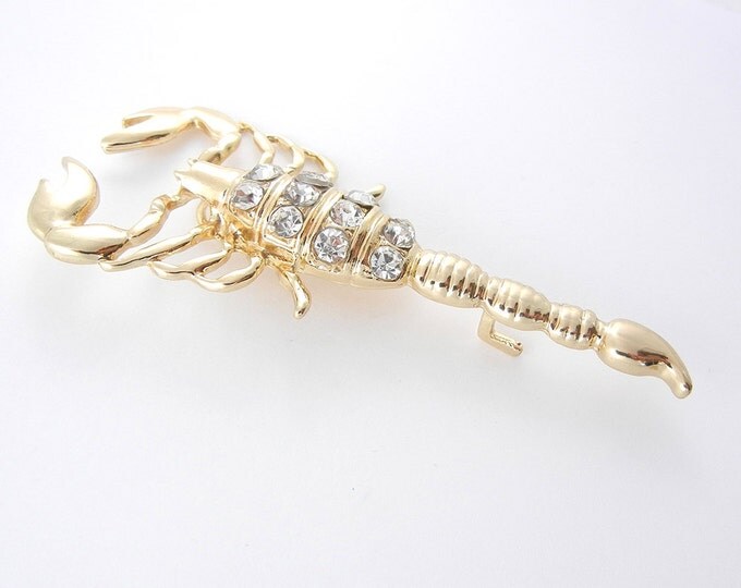 Large Gold-tone Scorpion Pendant Rhinestones