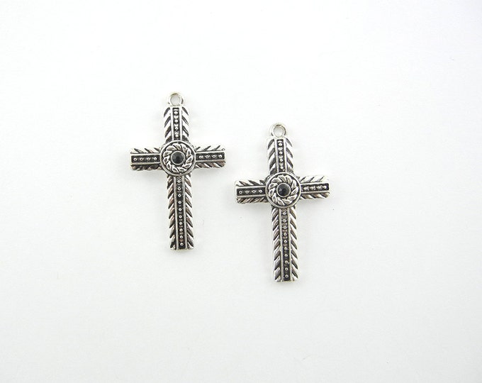 Pair of Cross Charms Herringbone Design