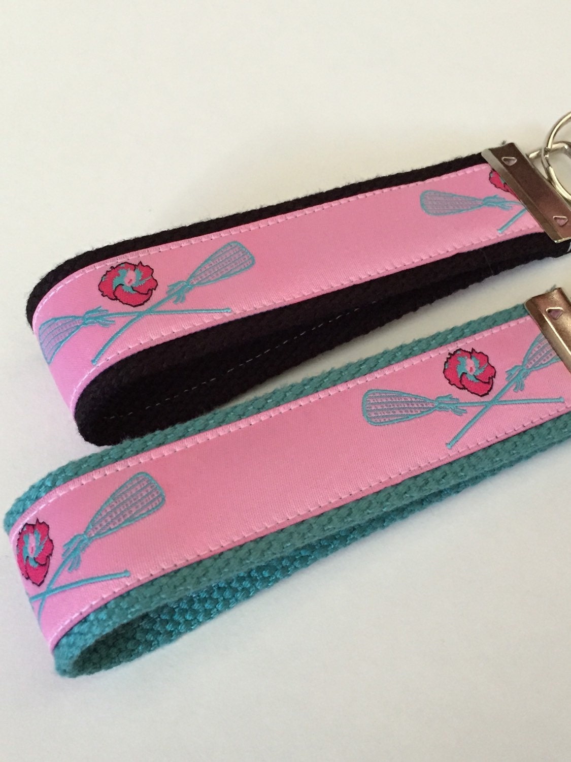 Pink Lacrosse Mini and Wrist Keychain Preppy Keyfob Southern