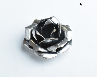 Hand Crafted Metal Flower , MADE IN USA, brass , silver plated , G344CS