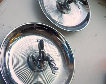 Pair Vintage Chrome Democrat Mad Men Donkey Pincherette Ashtray