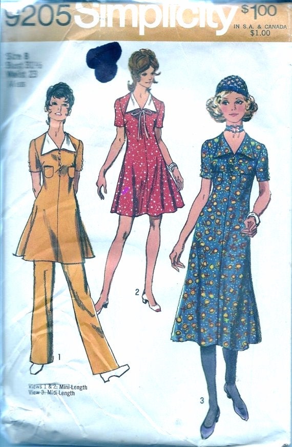 1970s Vintage Sewing Pattern 1970s Dress Pattern 70s High