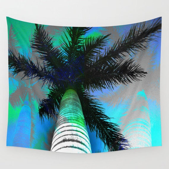 Posterized palm tree tapestry fiji wall hanging tropical